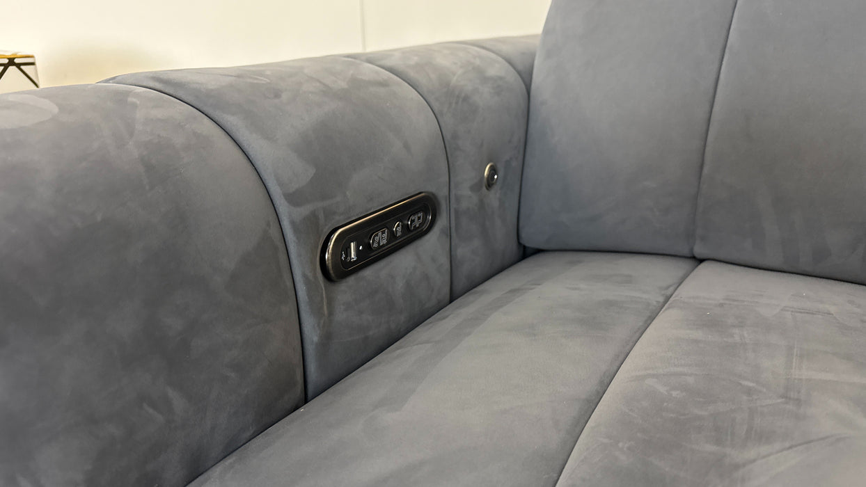 Sofology The Paramount Fabric Chair Power Recliner/Headrest Heated Seat Speakers in Lifestyle Nubuck Feel Charcoal