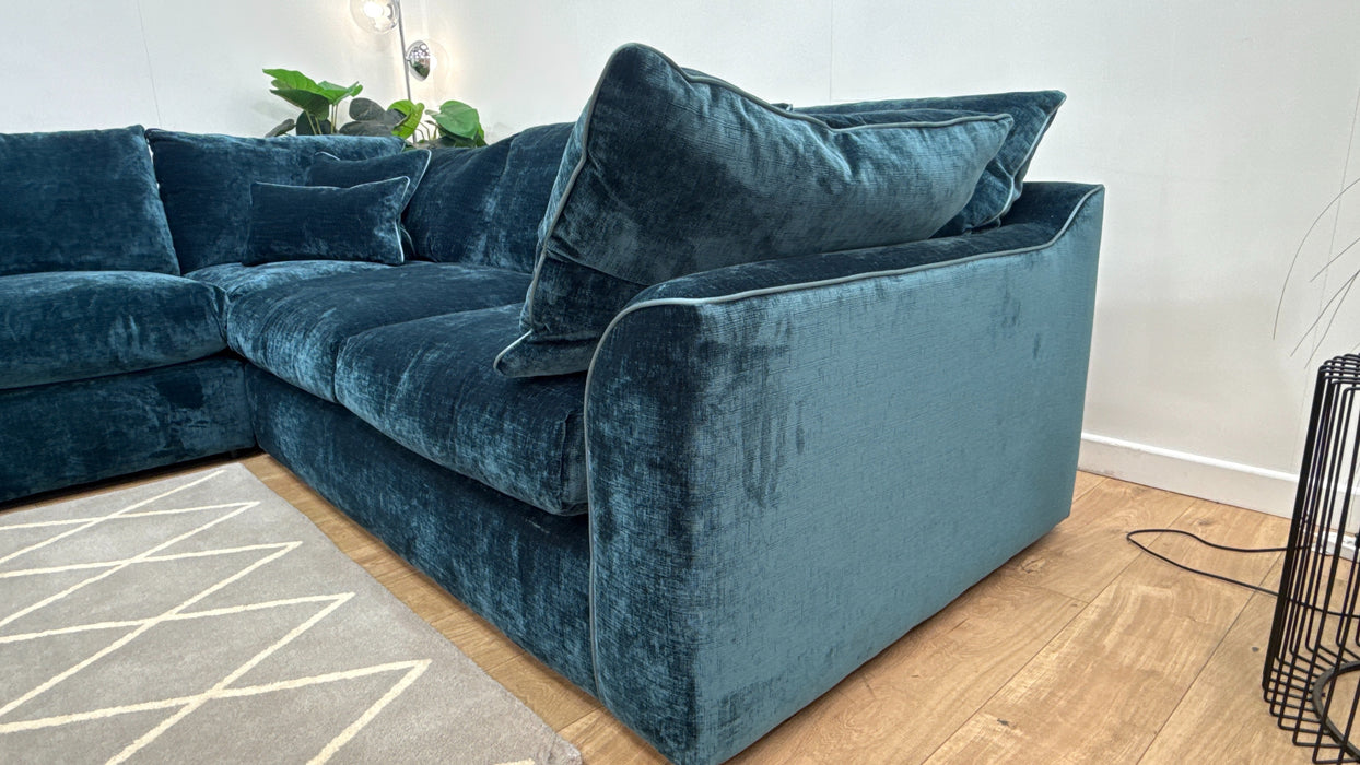 Sofology Georgio Fabric 3 Corner 3 Feather Flex Seats in Luxe Chenille Teal Mix