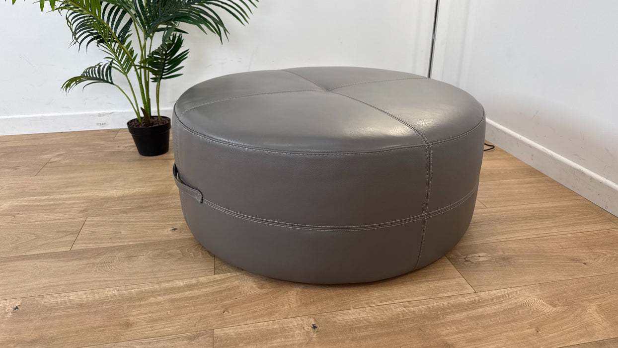 Lucca - Leather  Footstool  - Lead Grey