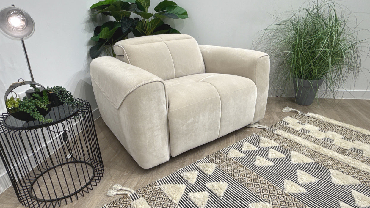 Sofology Riviera Loveseat Power Recliner Fabric Chair in Chenille Cotton