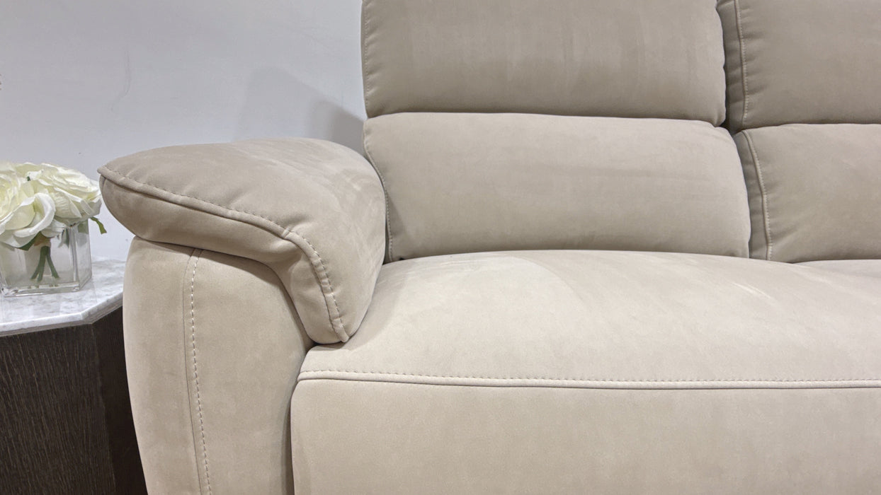 Sofology Ripley Fabric 2.5 Seater Power Recliner/Headrest Heated Seats Lumbar Support in Lifestyle Nubuck Feel Stone