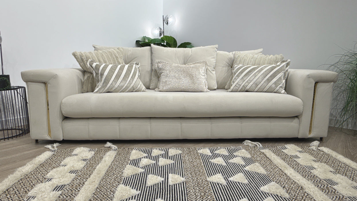 Sofology Oscar 4 Seater Fabric Sofa in Super Matt Velvet Ecru