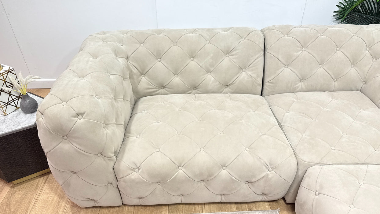 Sofology Venezia Fabric 1.5 Corner 3 in Lifestyle Nubuck Feel Stone