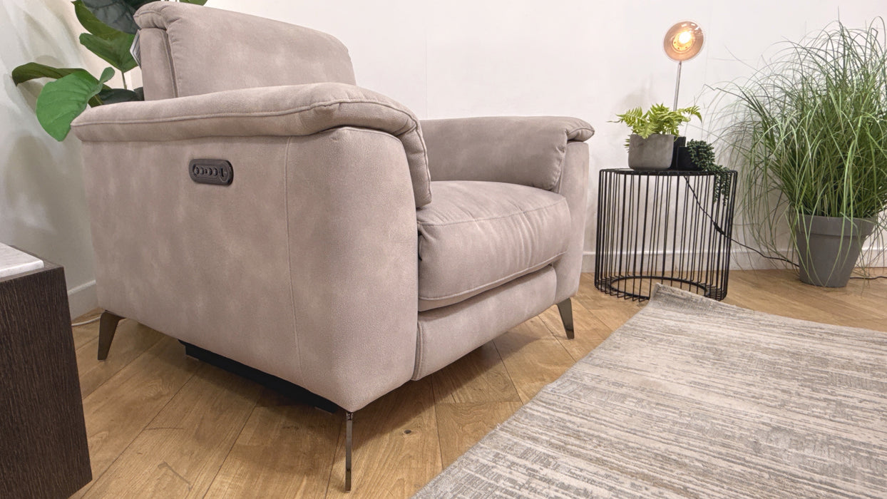 Sofology Illinois Fabric Chair Power Recliner/Headrest in Lifestyle Mottled Marble