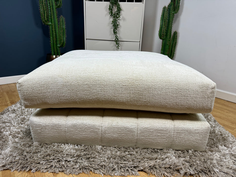 Westwood Fabric Footstool - Teddy Chenile Ivory - ( WA2 )