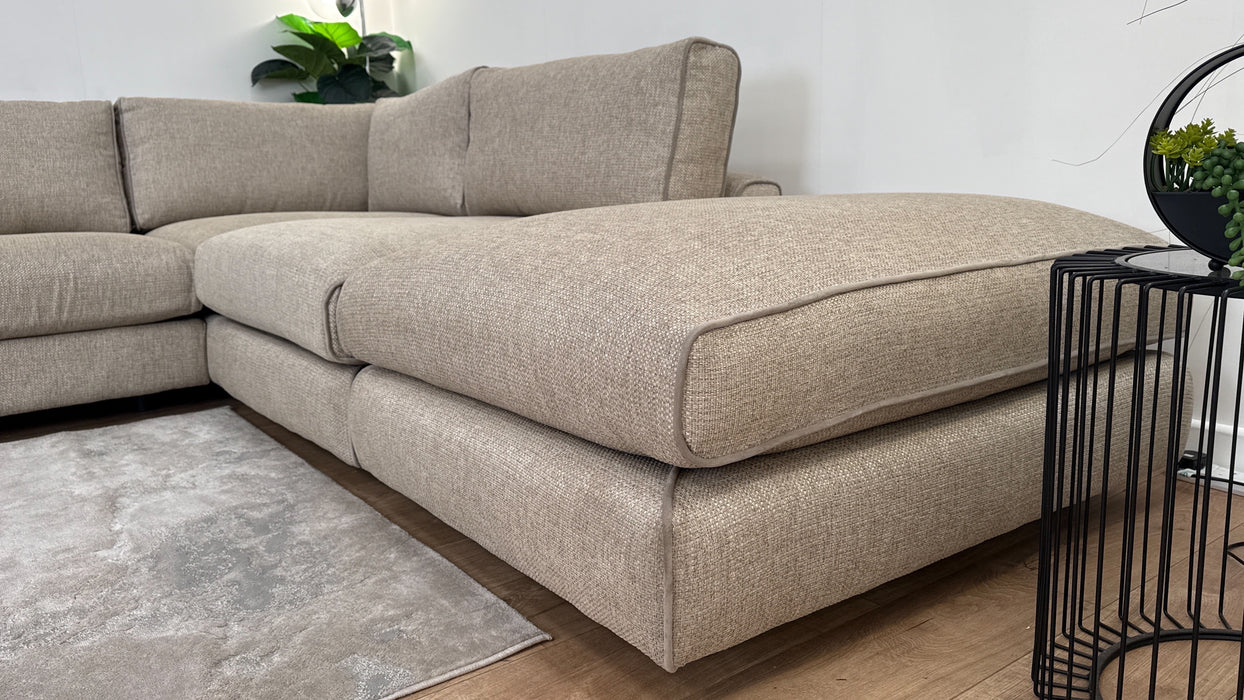 Sofology Sterling 3 Corner 1 Terminal End Fabric Sofa in Woven Stone