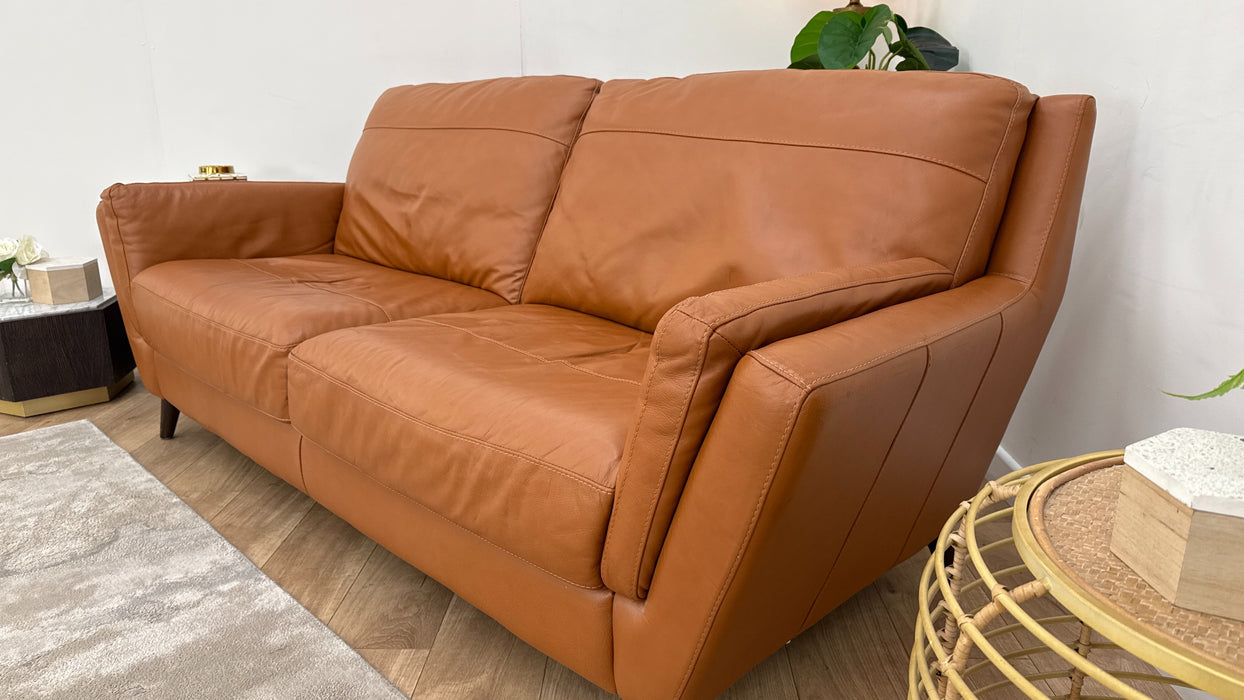 Sofology Fellini Leather 3 Seater Full Back in Alaska Brittany