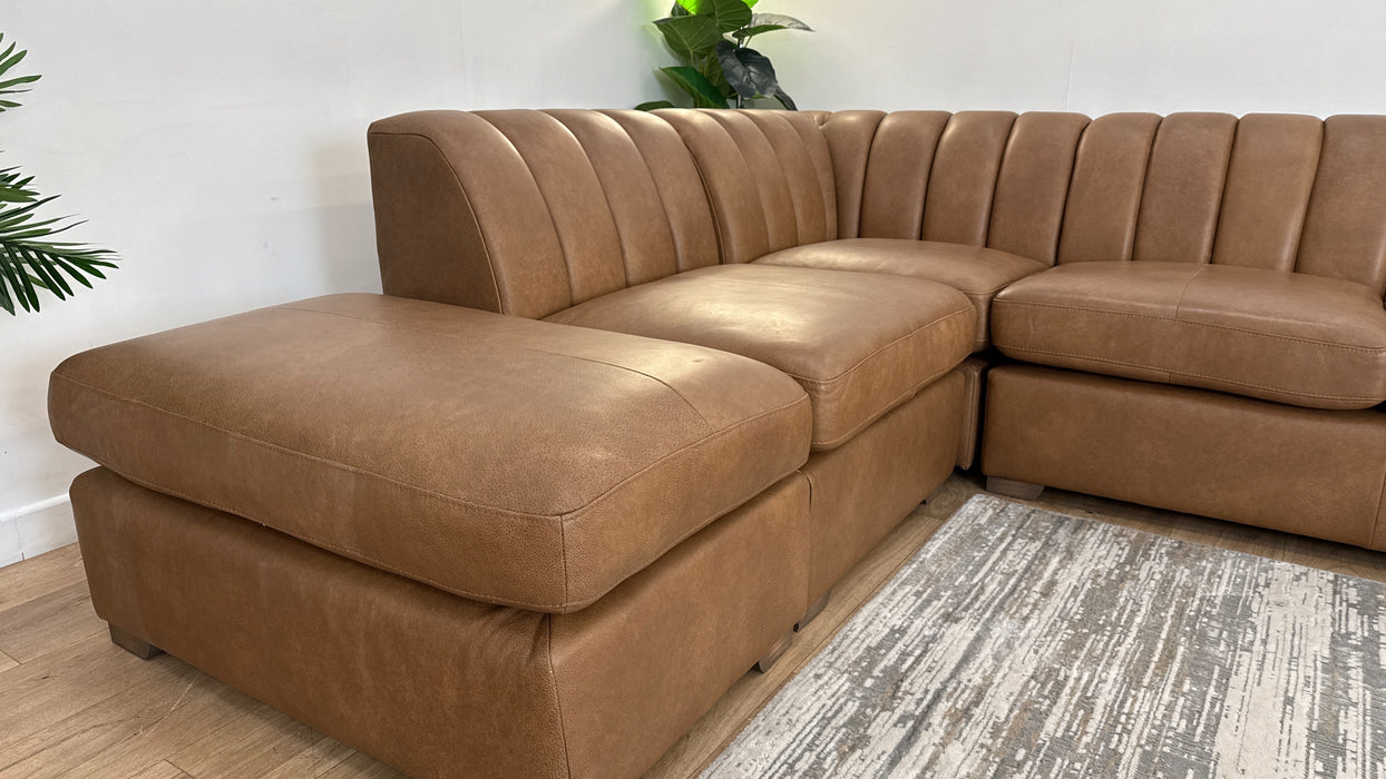 Sofology Downtown Leather Terminal 1 Corner 2 in Relaxed Natural Grain Leather Tan Mix