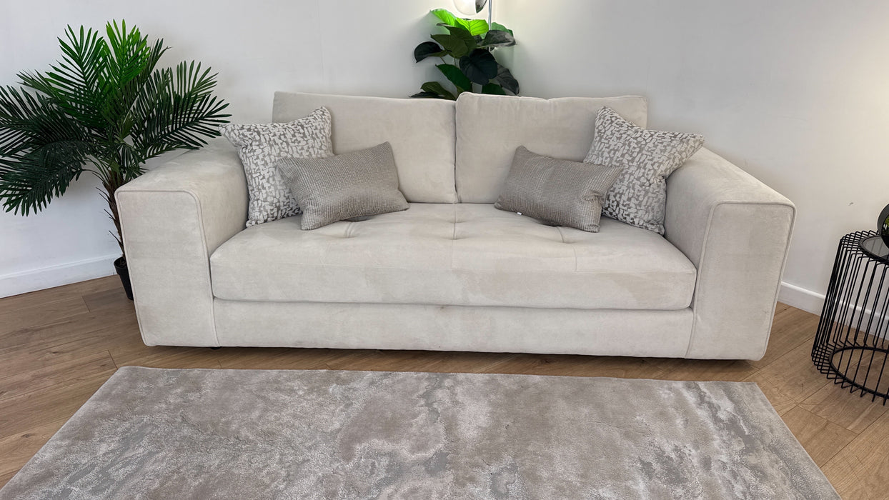 Sofology Ascot Fabric 4 Seater Bench Seat in Soft Sherpa Natural Mix