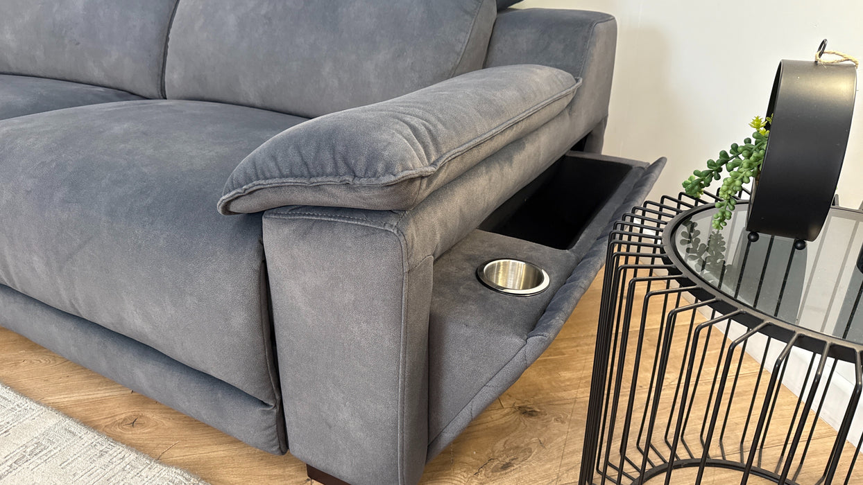 Sofology The Benz 3 Seater Sofa in Lifestyle Flecked Fabric Charcoal