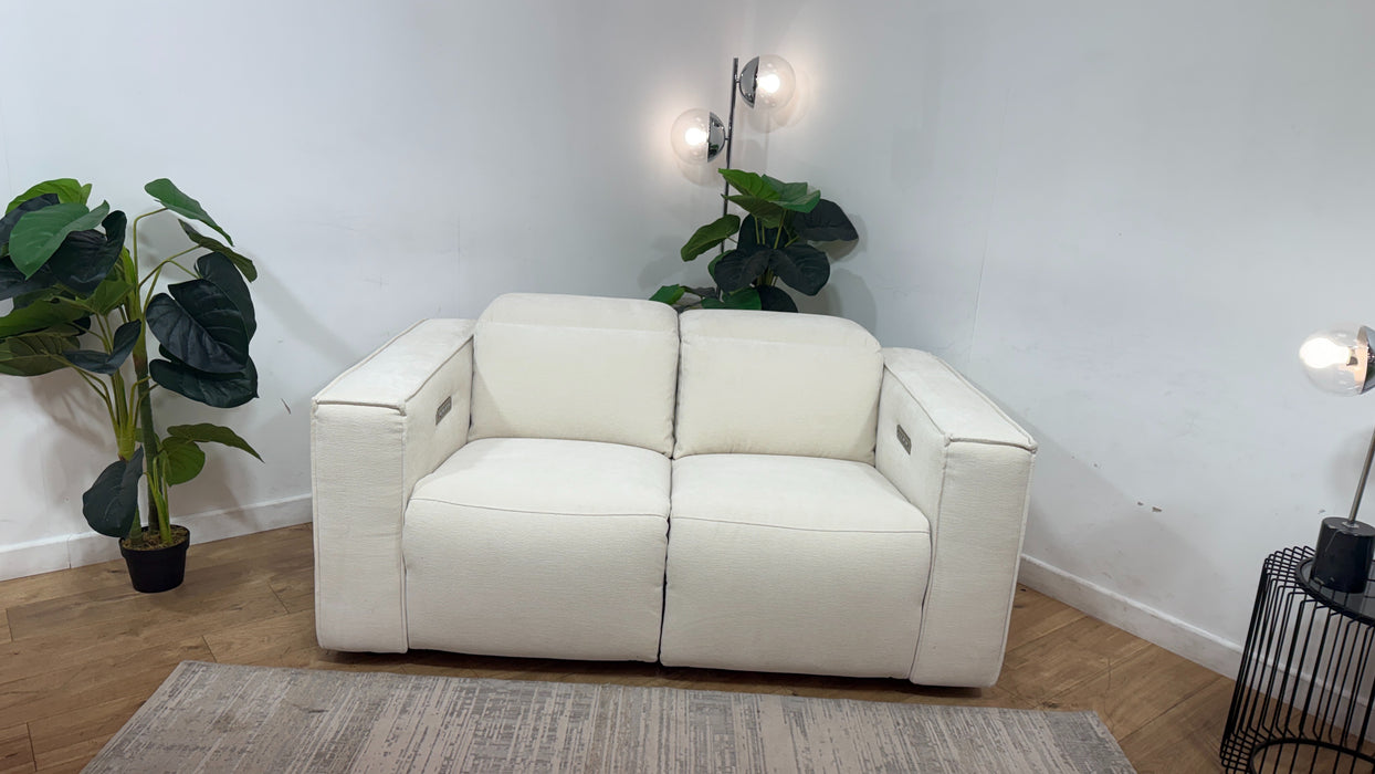 Sofology Horizon Fabric 2 Seater Power Recliner/Headrest in Textured Chenille Oyster