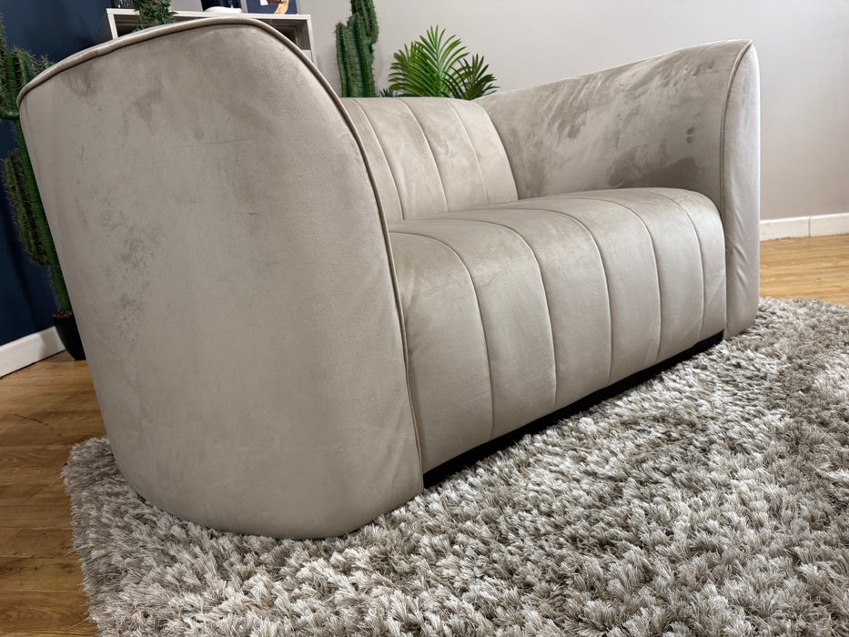 The Fitzrovia Fabric Loveseat - Matt Velvet Stone - Dark Wood Trim (WA2)