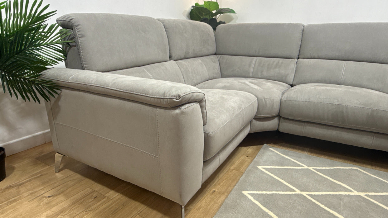 Sofology Illinois Fabric 1 Corner 2 Single Power Recliner/Headrest x 1 in Lifestyle Textured Grey