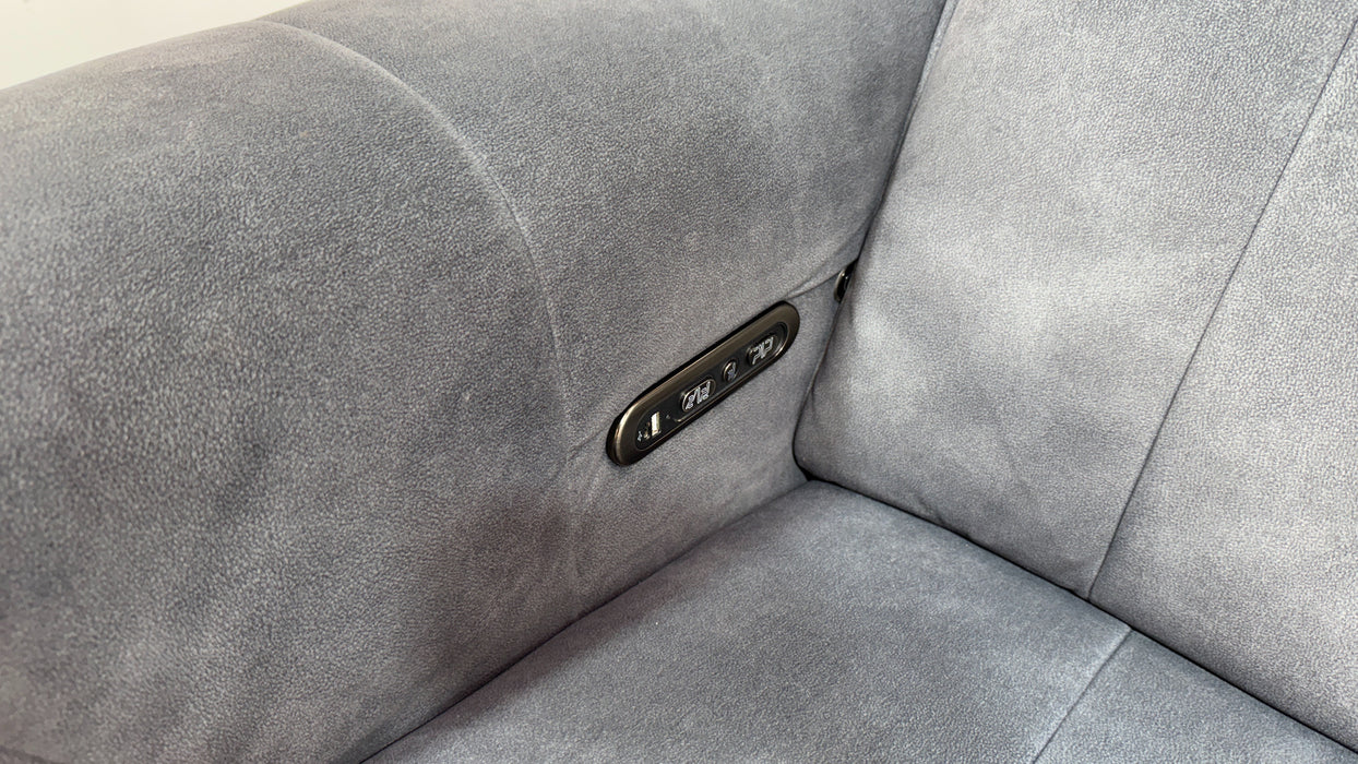 Sofology Lumiere Fabric 4 Seater Chaise Power Recliner/Headrest in Lifestyle Flecked Charcoal