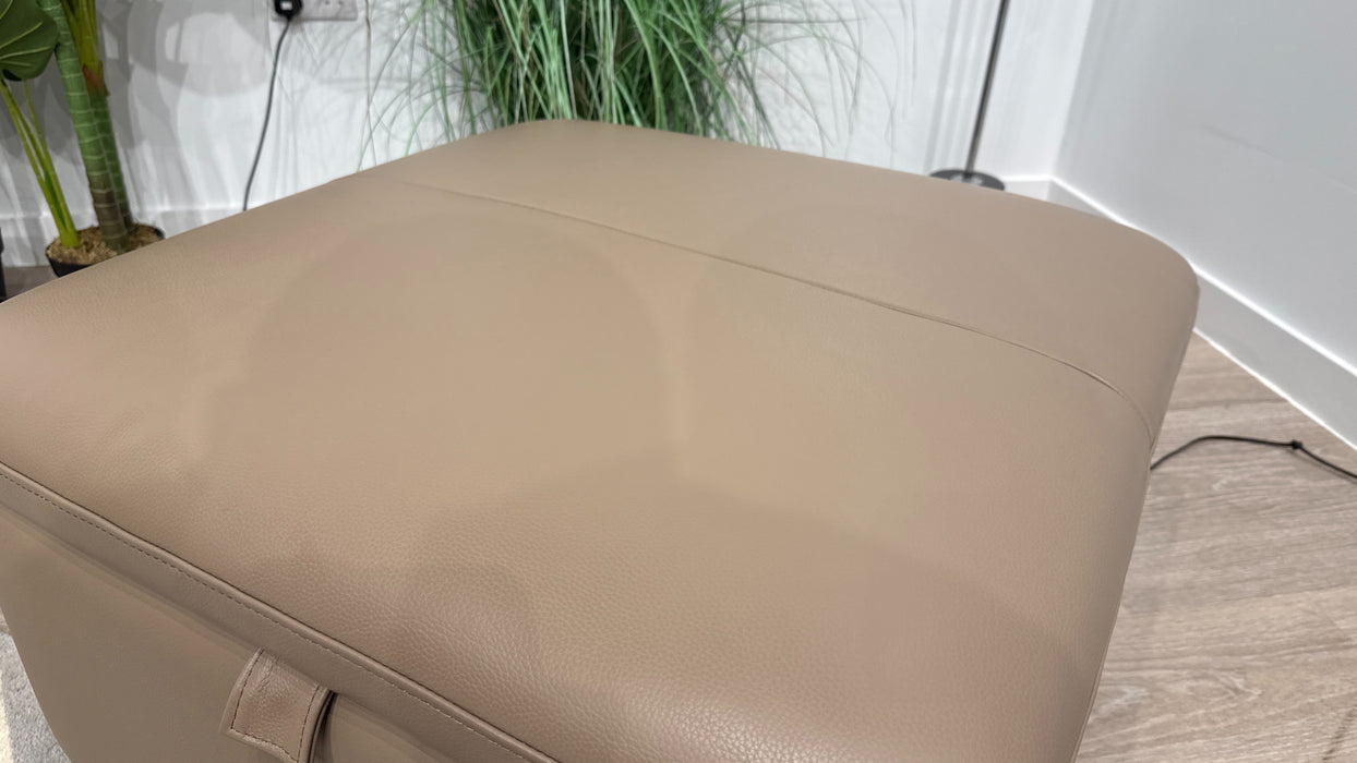 Sofology Riviera Leather Designer Storage Footstool in Trusty Embossed Mushroom