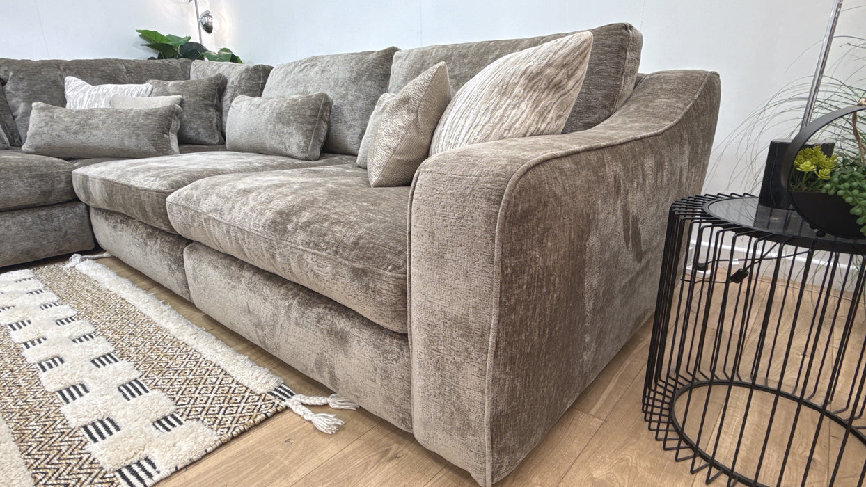 Sofology Bellagio Fabric 3 Corner 3 Reversible Feather Flex Seats in Chunky Luxe Chenille Fennel Mix