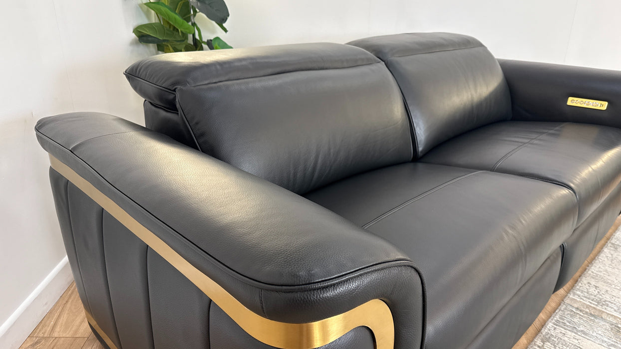 Sofology The Plaza 2.5 Seater Leather Recliner in Trusty Embossed Jet Black