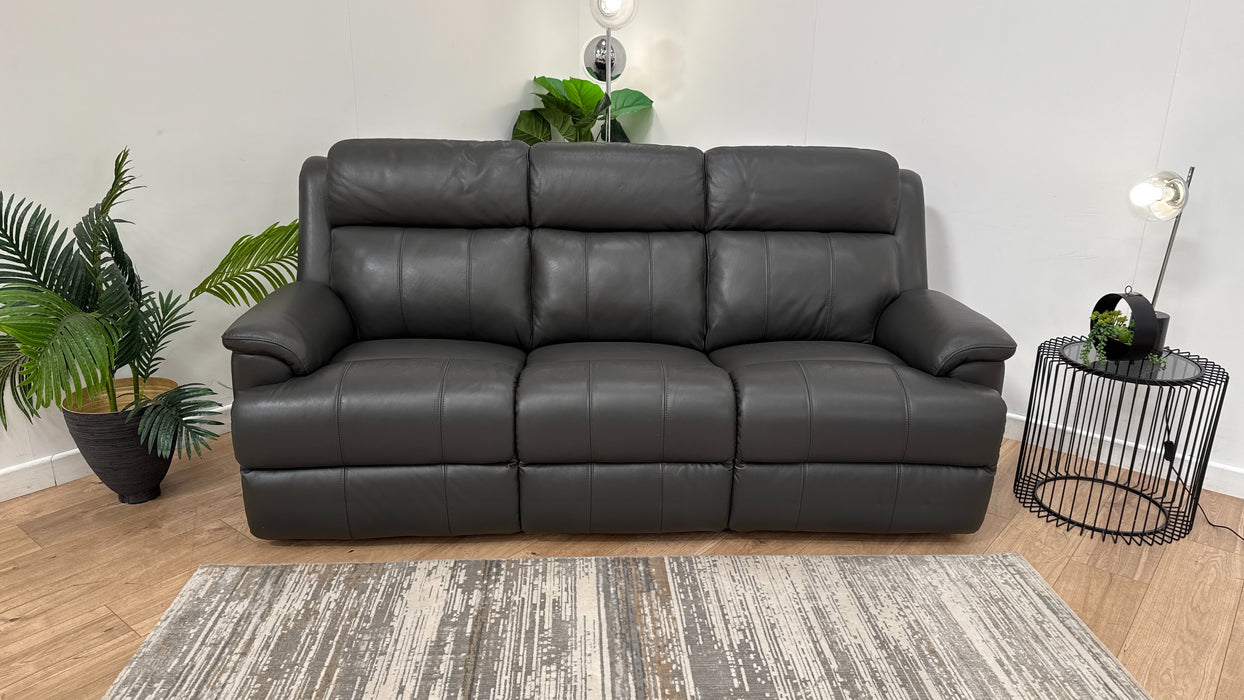 Sofology Gracie Leather 3 Seater in Trusty Sheen Charcoal