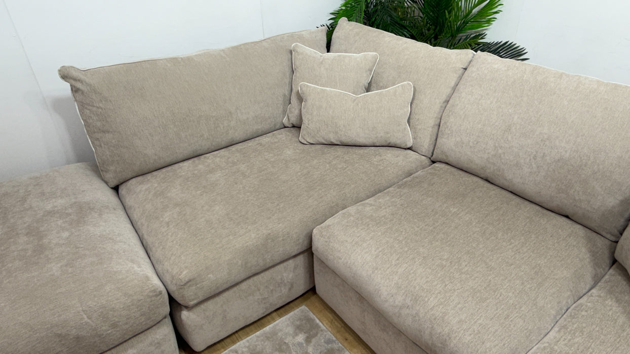 Sofology Georgio Fabric Terminal 1 Corner 3 Feather Flex Seats in Lifestyle Plush Chenille Wicker Mix