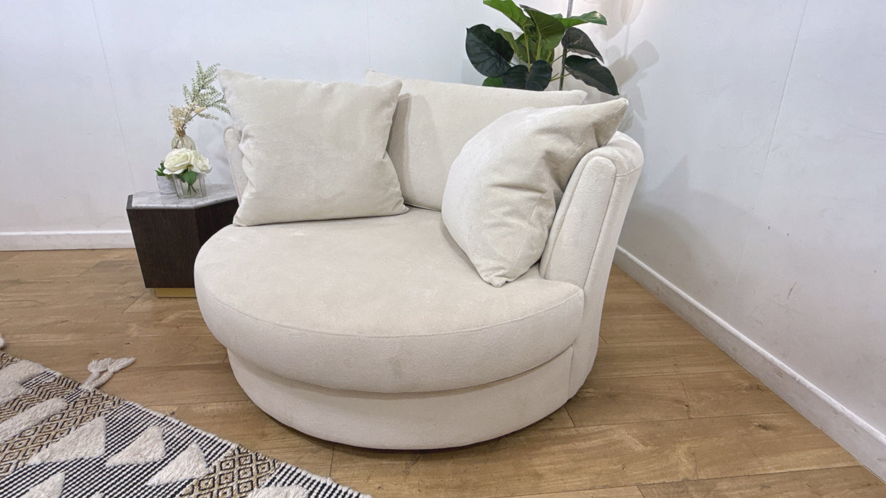 Sofology Castello Fabric Large Swivel Chair in Soft Sherpa Natural