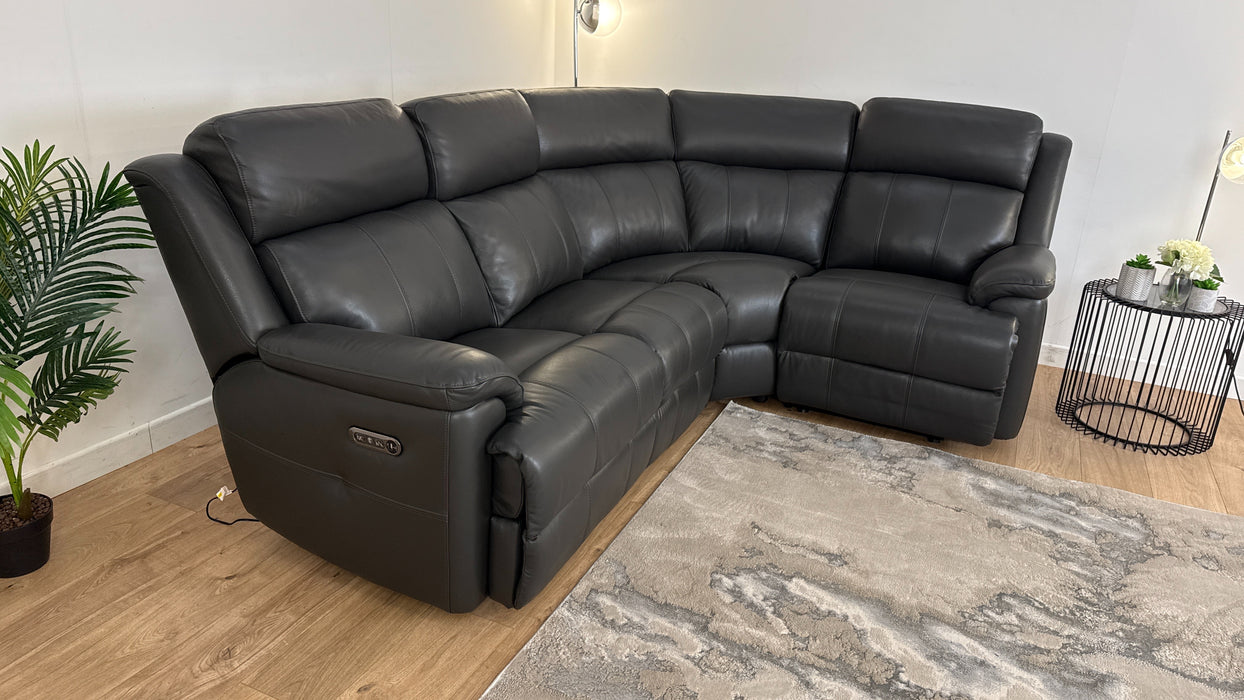 Gracie 2 Corner 1 -  Leather Power Recliner Sofa   - Trusty Sheen Charcoal