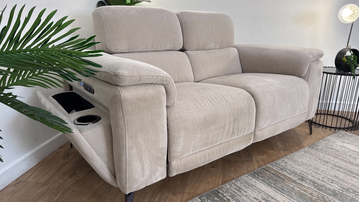 Sofology The Fratelli Fabric 2 Seater Power Recliner/Headrest in Relaxed Chenille Cotton