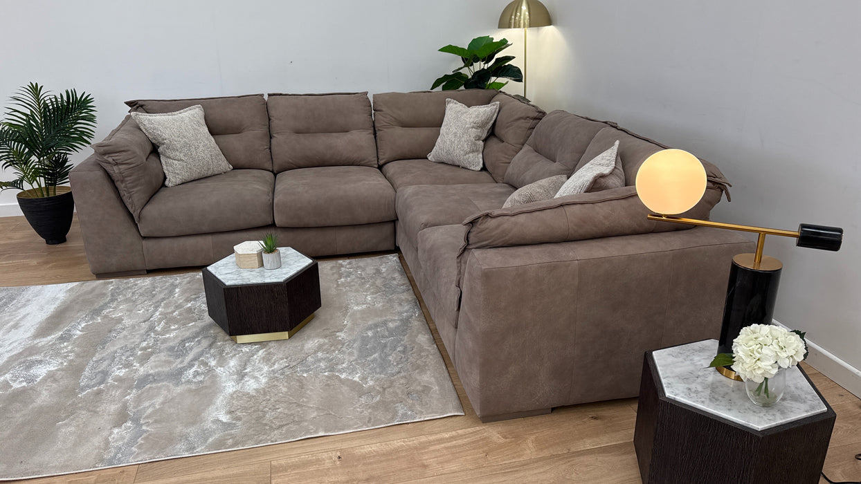 Strato Corner Sofa - Leather - Taupe/Natural Mix