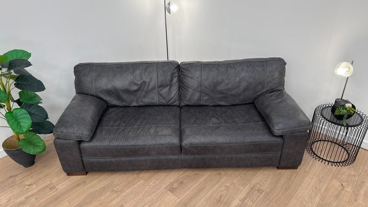 Linara 4 Seater - Leather Sofa - Virginia Slate