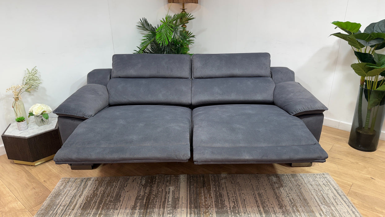 Sofology Benz Fabric 3 Seater Power Recliner/Headrest in Lifestyle Flecked Charcoal