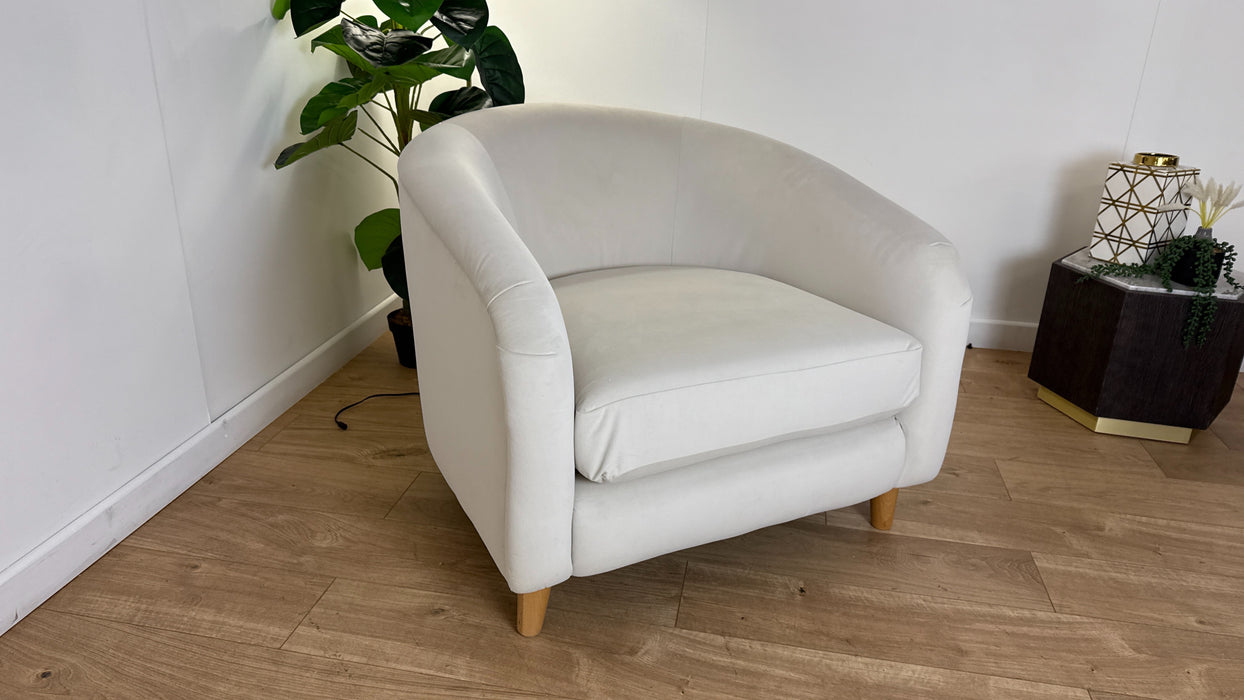 Sofology The Oscar Fabric Accent Chair in Super Matt Velvet Ecru