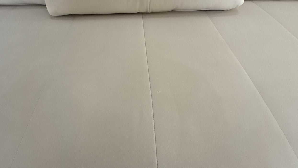 Sofology The Oscar Fabric 4 Seater Gold Trim in Super Matt Velvet Ecru Mix