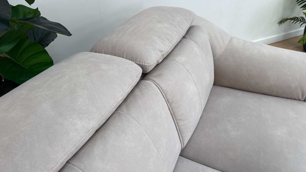 Sofology Carrera Fabric 2 Seater Power Recliner/Headrest in Lifestyle Flecked Ivory