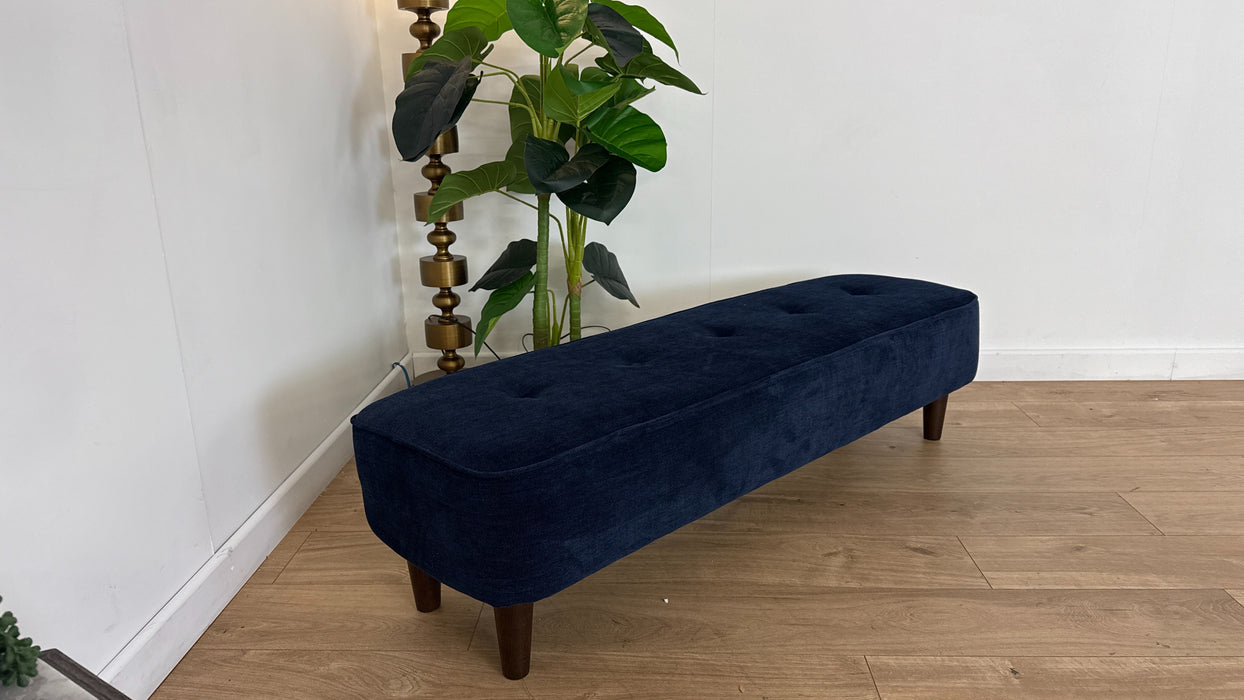 Sofology Cricket Fabric Footstool in Smooth Textured Chenille Navy