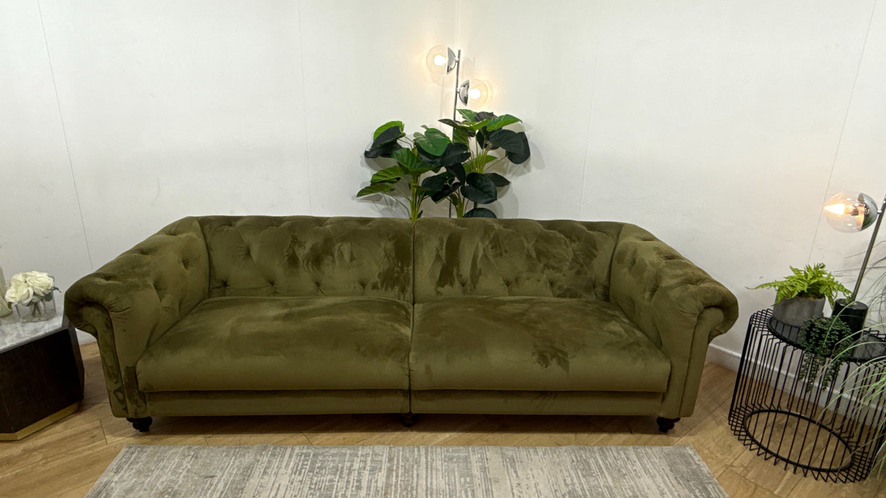 Sofology Kensington Fabric 4 Seater Split in Matt Velvet Moss