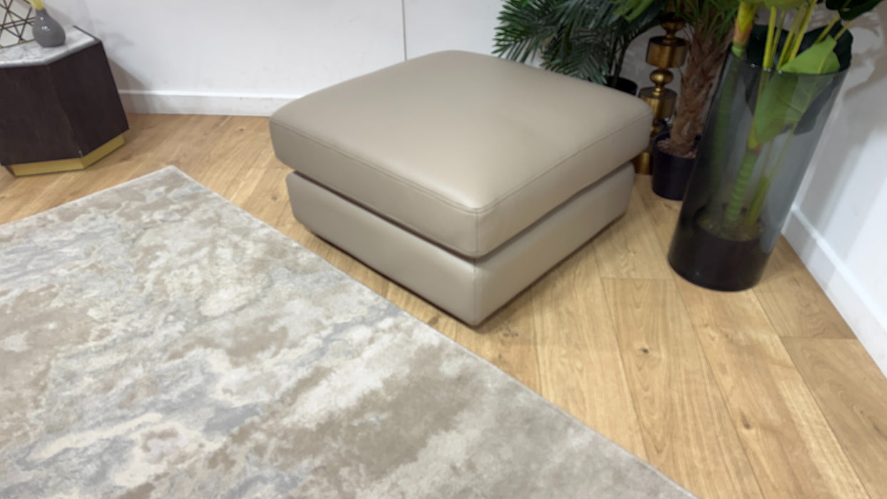 Sofology Leather Footstool in Trusty Embossed Stone