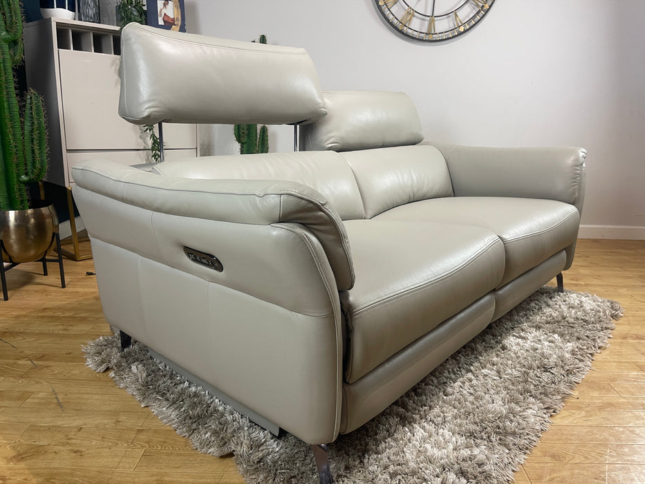 Missouri 2.5 Seater Leather Sofa Trusty Sheen Leather Lead Grey Power Recliner Power Headrest (WA2)