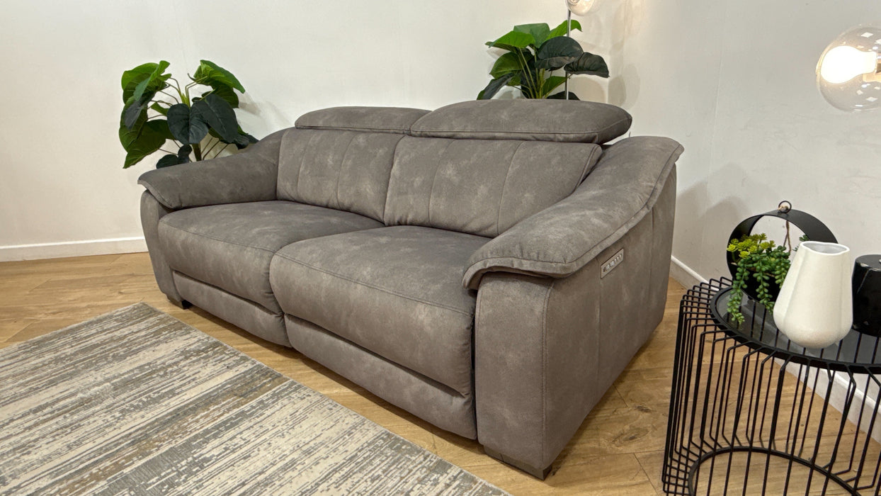 Sofology Carrera Fabric 2.5 Seater Power Recliner/Headrest in Lifestyle Flecked Mocha