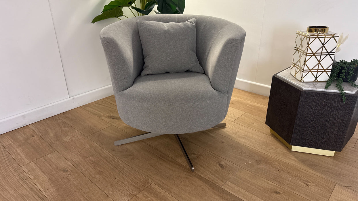 Sofology Islington Fabric Swivel Chair in Nordic Silver