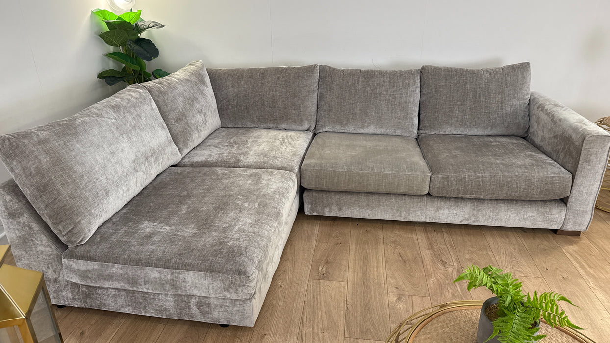 Sofology The Majestica Open end Chaise 1 Corner 2 Fabric Sofa in Luxe Chenille Stone Mix