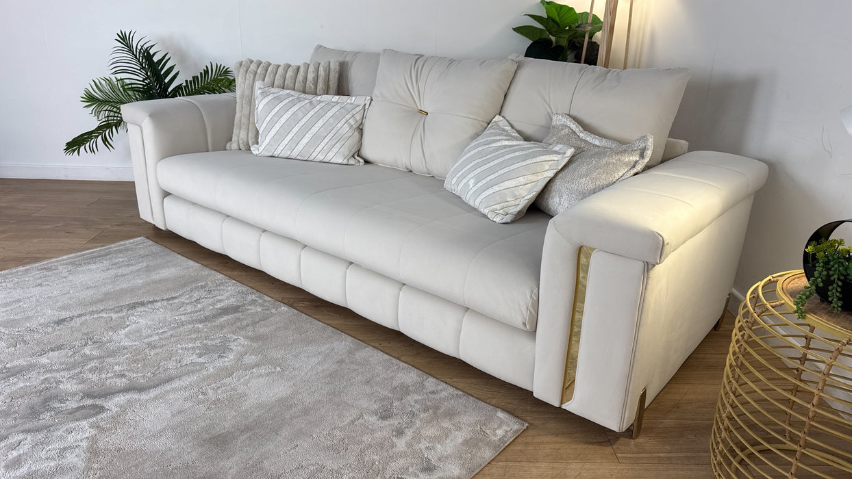 Sofology Oscar Fabric 4 Seater in Matt Velvet Ecru