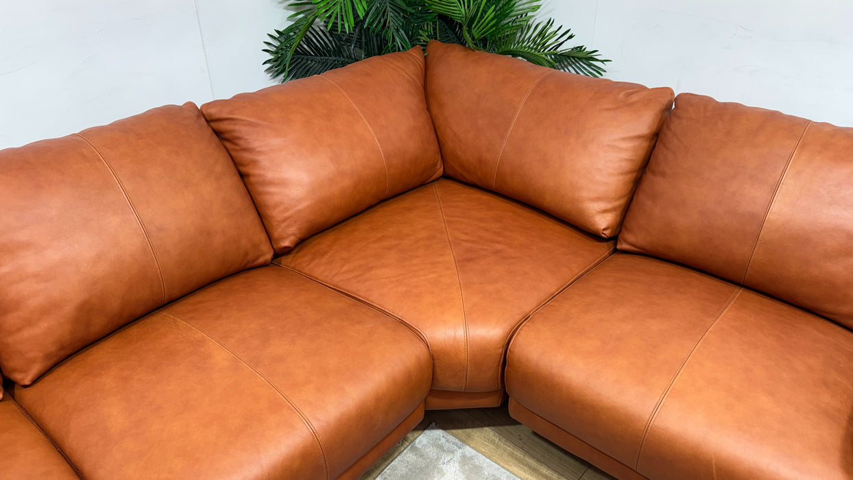 Sofology Adler Leather 2 Corner 1 in Relaxed Soft Amber