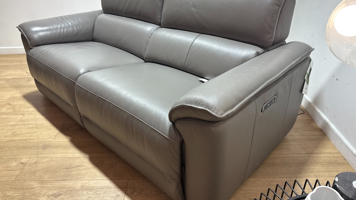 Sofology Hugo Leather 2.5 Seater Power Recliner/Headrest in Trusty Embossed Elephant