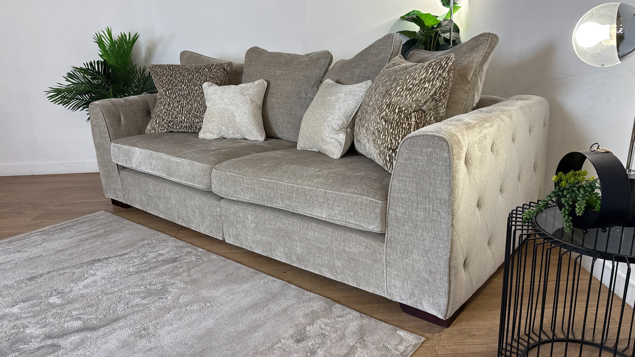 Sofology The Valentina Fabric 4 Seater Split Foam Seats Pillow Back in Luxury Chenille Linen Mix