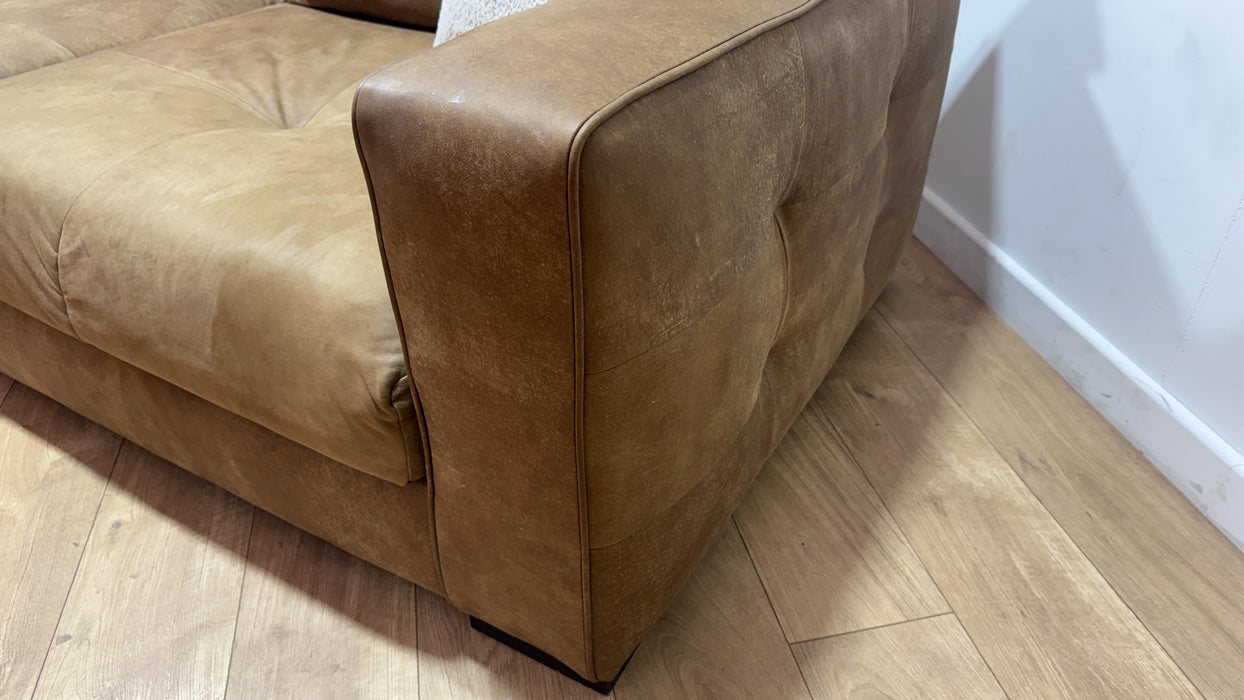 Sofology Artisan Leather 4 Seater Split in Character Tan/Natural Mix