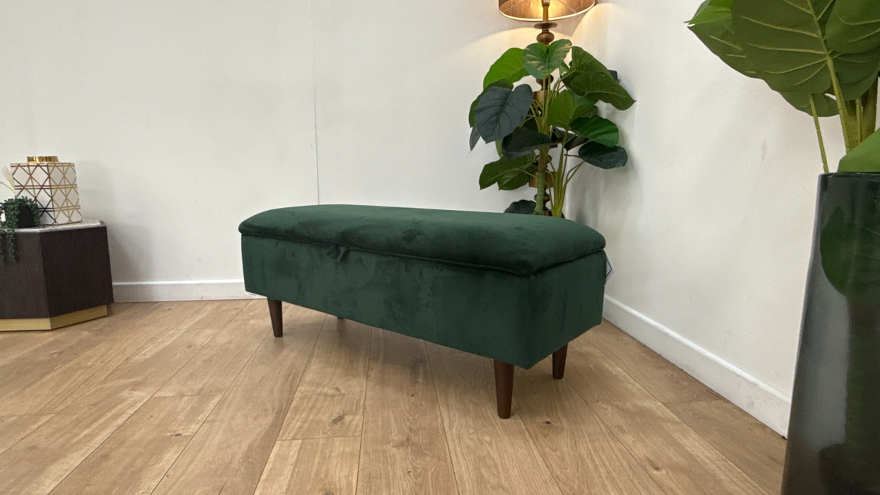 Sofology The Islington Fabric Ottoman Storage Footstool in Sleek Green