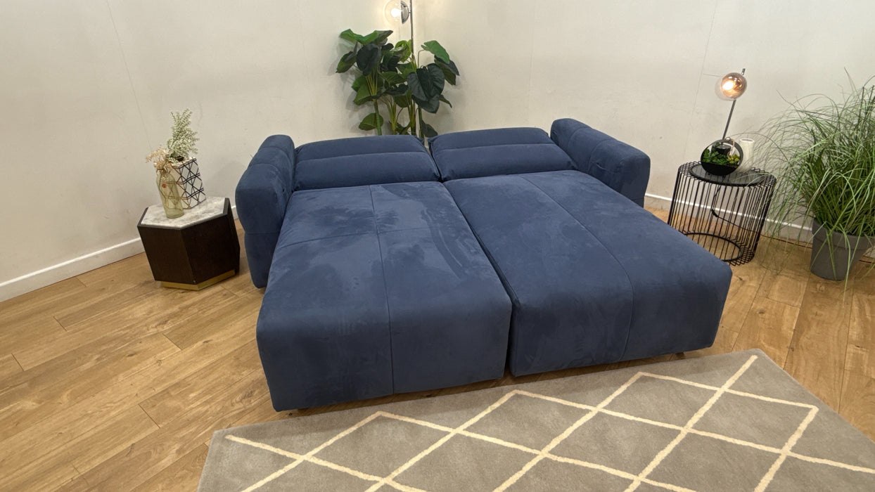 Sofology Sanctuary Fabric 3 Seater Double Power Chaise Power Motion Back in Lifestyle Nubuck Feel Navy