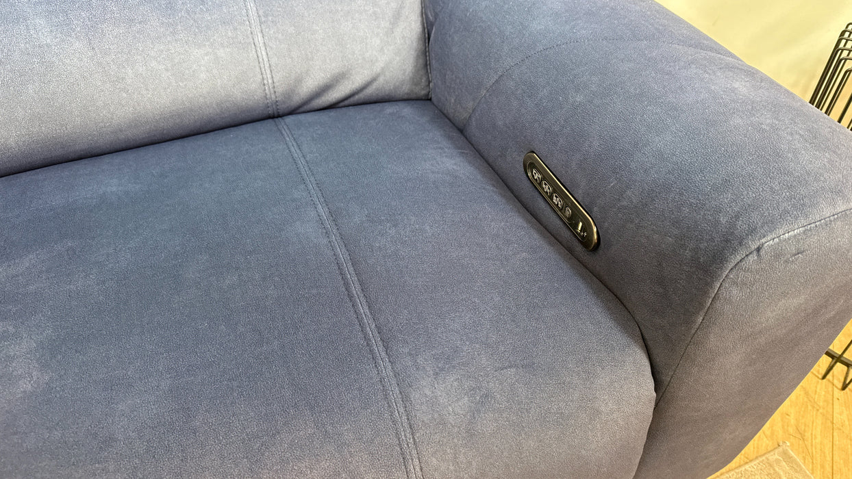 Sofology Allure Fabric 2.5 Seater Power Recliner/Headrest Lumbar Support in Lifestyle Flecked Navy