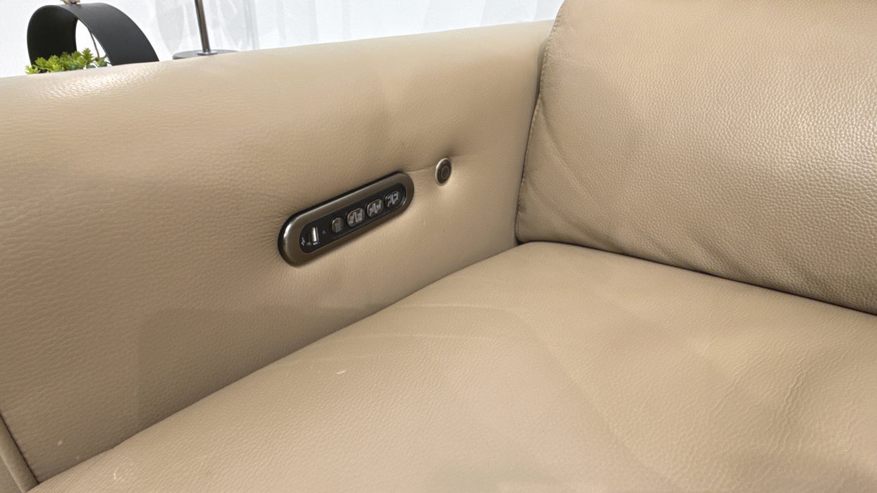 Sofology Ravello Leather 2.5 Seater Power Recliner/Headrest Heated Seats Lumbar Support in Trusty Embossed Mushroom