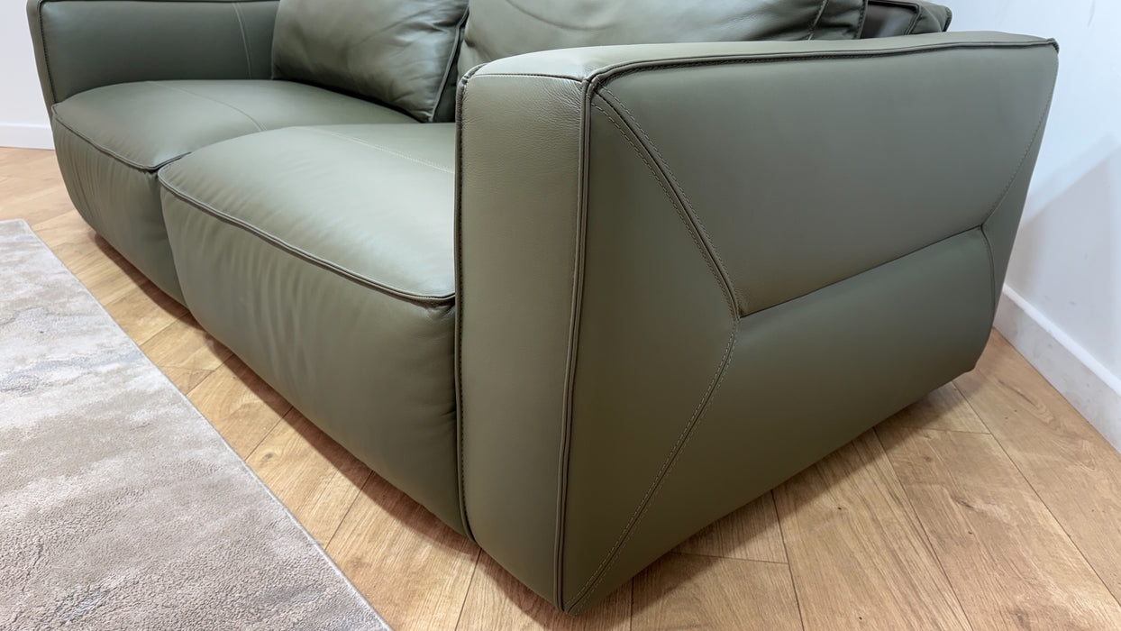 Sofology Palazzo Leather 3 Seater without Trim in Trusty Matt Olive