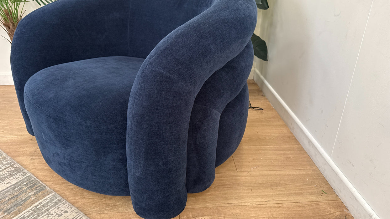 Sofology Dalston Fabric Swivel Chair in Soft Chenille Navy Limited Edition